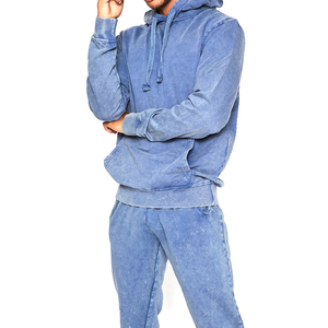 Fleece Unisex de algodón grueso Jogging hombres chándales Casual logotipo personalizado chándales con capucha liso Sudadera con capucha y Joggers conjunto para hombres - Product Image 3