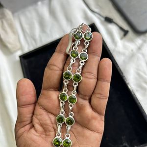 สร้อยข้อมือเงินสเตอร์ลิง925สร้อยข้อมือเพทายเพอริโดสร้อยข้อมือทำมือสร้อยข้อมือกำไลข้อมือเพอริดอทสายรัดข้อมือหิน8ชิ้น - Product Image 5