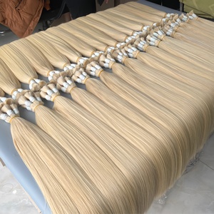 Venta al por mayor extensiones de cabello humano liso a granel logotipo personalizado y etiqueta cabello vietnamita en color platino - Product Image 1