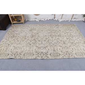Alfombra turca Vintage clásica Beige de 5,2x8,4 pies hecha a mano de felpa altura de lana piel látex Patchwork rectángulo para dormitorios de adolescentes - Product Image 3