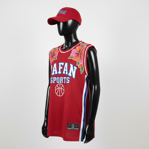 Camiseta de Baloncesto para Mujer, Premium, 180 GSM, Malla Transpirable de Poliéster, Rojo, Blanco y Azul, Panel Lateral, Logotipo Bordado Personalizado, Algodón - Product Image 4