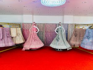 Dúpatta de Red Completa con Lentejuelas, Piedras Zarkan y Diamantes de Diseño Hindú para Novias, Elegante Traje de Boda Indio Pakistaní para Mujer - Product Image 6