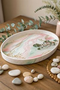 HILL BEST BANDEJA DE RESINA MODERNA HECHA A MANO Bandeja ecológica desechable redondeada elegante para servir y peinar el hogar - Product Image 4