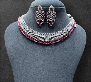 Impresionante conjunto de collar de circón brillante de lujo de excelente calidad con pendientes para boda, ropa de fiesta de compromiso para mujer - Product Image 2