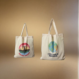 Bolsa de Tela Impresa, Ecológica, Reutilizable, para la Playa o Compras, con Eslogan Personalizado, Diseños Impresos de Alta Calidad, Cierre de Cremallera - Product Image 1