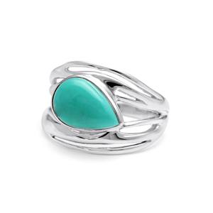 Anillo turquesa, anillo turquesa de plata esterlina orgánica, anillos de joyería costera, anillos de diseñador, regalo para novia, ropa de amante - Product Image 1