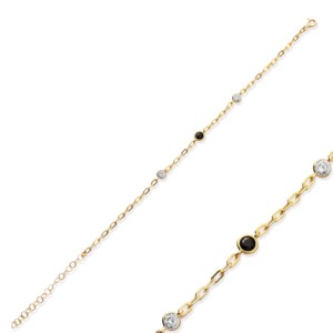 Tiny Design CZ Stone Turkish Silver <b>Rose</b> <b>Gold</b> Plated Charm Bracelet Turkish Wholesale Handmade Trendy Style 925 Sterling Silver - Product Image 1