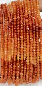 Cuentas de cuarzo cornalina roja natural, Rondelle facetado, tamaño 4mm, aproximadamente 14 pulgadas, hebra, piedra preciosa cortada Rondelle - Product Image 3