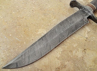 Handgemachtes Damaskus Stahl Jagd Bowie Messer mit Knochen griff, Comping, Überlebens messer mit Scheiden leder.