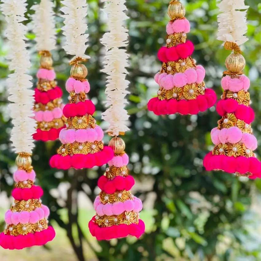 Hoa nhài gota chuông chuỗi trang trí đầy màu sắc rajsathani Vòng Hoa hoàn hảo cho Ấn Độ đám cưới sân khấu bối cảnh mandap trang trí nội thất Diwali