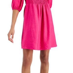 Abito Rosa Smocked da Donna Bar III con Maniche a Sbuffo, Colletto Quadrato e Vita Elastica, Taglia Media, Design Traspirante - Product Image 3