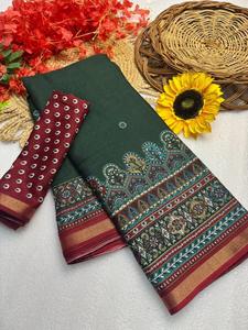 Coton traditionnel indien Mul avec fabricant de mode pour femme Saree imprimé Patola de Surat au taux le plus bas - Product Image 5