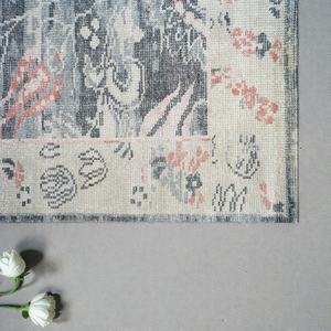 Hand Knotted Modern Style Thick Pile Eco-Friendly Area <b>Rug</b> Soft <b>Grey</b> Blush Geometric Pattern Distressed Look Handmade Wool - Product Image 2