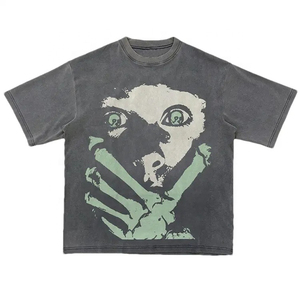 T-shirt unisexe vintage délavé à l'acide, 100 % coton, haute qualité, avec broderies personnalisées effet vieilli, respirant et infroissable - Product Image 5