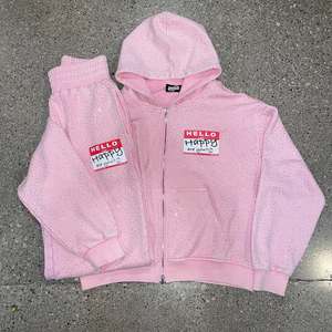 Sweat à capuche pour hommes surdimensionné en coton 3D brodé personnalisé vintage avec fermeture éclair et strass pour l'hiver - Product Image 4