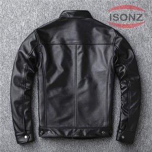 Chaqueta de moda de cuero negro Chaquetas de cuero de cordero Chaquetas cálidas con forro de piel - Product Image 2