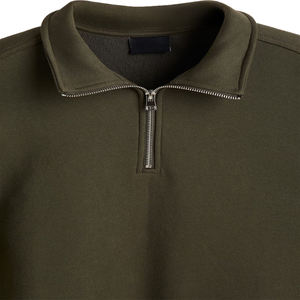 Men's Loose Fit Half <b>Zip</b> Sweatshirt Blank Crew <b>Neck</b> High Quality Fleece Blank Plain Custom Embroidery Boy's Sweatshirt OEM - Product Image 5