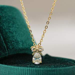 Collar con Colgante de Plata de Ley 925 con Moissanita de Corte Pera de 0.5CT, Color D, Claridad VVS, Diseño de Lazo de Lujo, Joyería de Moda - Product Image 5