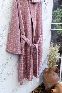 Albornoz turco Bubbles con forro de felpa, diseño de puntos, con capucha, 100% algodón - Product Image 6