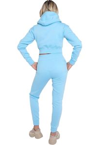 Premium Women's Crop Tracksuit <b>Set</b> Trendy Crop Hoodie Joggers 2-Piece <b>Set</b> for Casual Sporty Fitness Look Short Tops 100% Cotton - Product Image 4