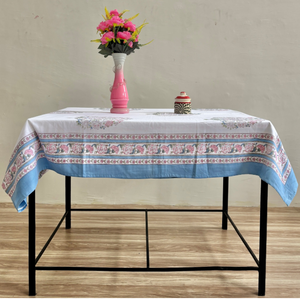 Mantel de Algodón Estampado a Mano con Rayas Florales, Mantel de Comedor Boho, Decoración Étnica para el Hogar al Mejor Precio - Product Image 2