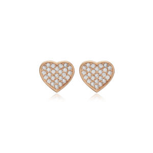 <b>Heart</b> Design CZ Stone 925 Silver Stud <b>Earrings</b> Jewelry Handcrafted Wholesale Turkish Fine Jewelry - Product Image 6