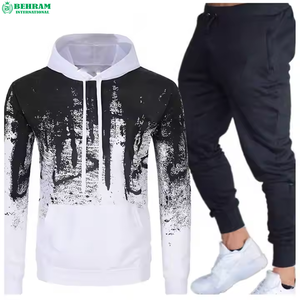 Behram International Sportswear Heavyweight Custom Tracksuit Fleece <b>Pullover</b> Hoodie Trouser Sets Side Pockets Autumn - Product Image 6