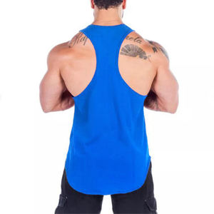 Camiseta sin mangas personalizada para hombre, chaleco de gimnasio de alta calidad, 100% de algodón, uniforme de entrenamiento para culturismo, color azul - Product Image 1