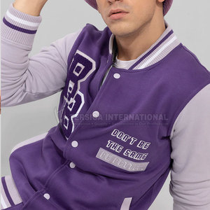 Men Classic Letterman Winter Jacket <b>Wool</b> Blend Sleeves Casual College Style Men Thick Cotton Varsity Winter Jacket - Product Image 6