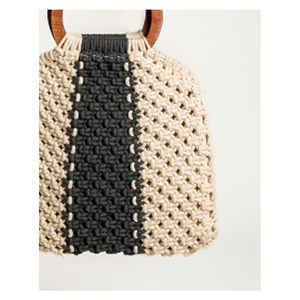 Macrame กระเป๋าผ้าฝ้ายทำมือสำหรับผู้หญิงกระเป๋าช้อปปิ้งและเครื่องสำอางมีที่จับคู่ - Product Image 3