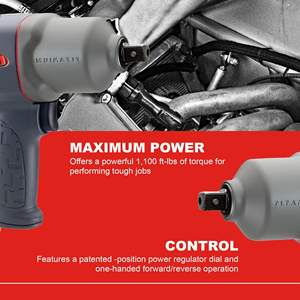 Clé à chocs pneumatique en titane de 1/2 po avec mécanisme à double marteau, couple de 1100 pi-lb, retenue de goupille, type pistolet, personnalisable OEM - Product Image 4