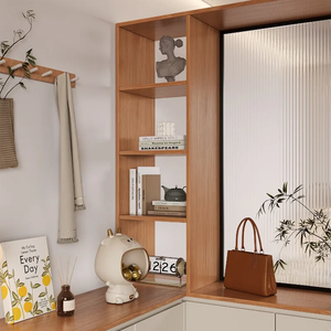 Meuble d'entrée personnalisé avec écran de séparation d'angle, armoire à chaussures intégrée, meuble d'appoint pour canapé de salon, meuble à vin en forme de L - Product Image 4