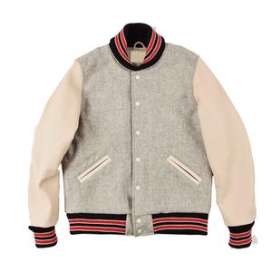Chaqueta universitaria de béisbol personalizada para hombre 2026, de lana formal con mangas de cuero, cuello alto y parches de chenilla delanteros estilo Letterman - Product Image 1