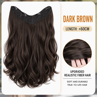 Perruque en une seule pièce à grandes ondulations en U, bouclée et volumineuse, pour femme, cheveux longs 50 cm, sans trace, sans dentelle, postiche