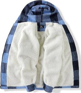 Veste à capuche pour homme de haute qualité, chaude, à motif à carreaux, doublée de polaire polaire, à manches longues, coupe classique, poids lourd - Product Image 5