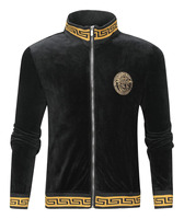 Survêtement en velours à capuche pour homme, personnalisé avec logo, respirant, séchage rapide, léger, hiver, uni, décontracté, luxe, ensemble deux pièces, poches latérales