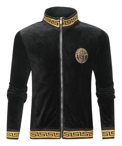 Ensemble de survêtement en velours à capuche d'hiver avec logo personnalisé, hommes, uni, teinture unie, vêtements de club tendance, ensemble deux pièces de luxe, fournisseur en gros, OEM - Product Image 2
