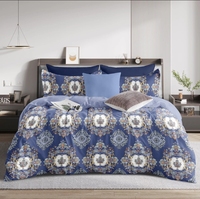 Parure de lit double imprimée de qualité supérieure 120 GSM, écologique, biologique, durable, douce, avec texture riche pour lit King Size