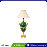 Lampes LED blanc chaud en malachite, style pierre, corps en bronze, vases décoratifs en marbre incrustés, pour maisons et fêtes