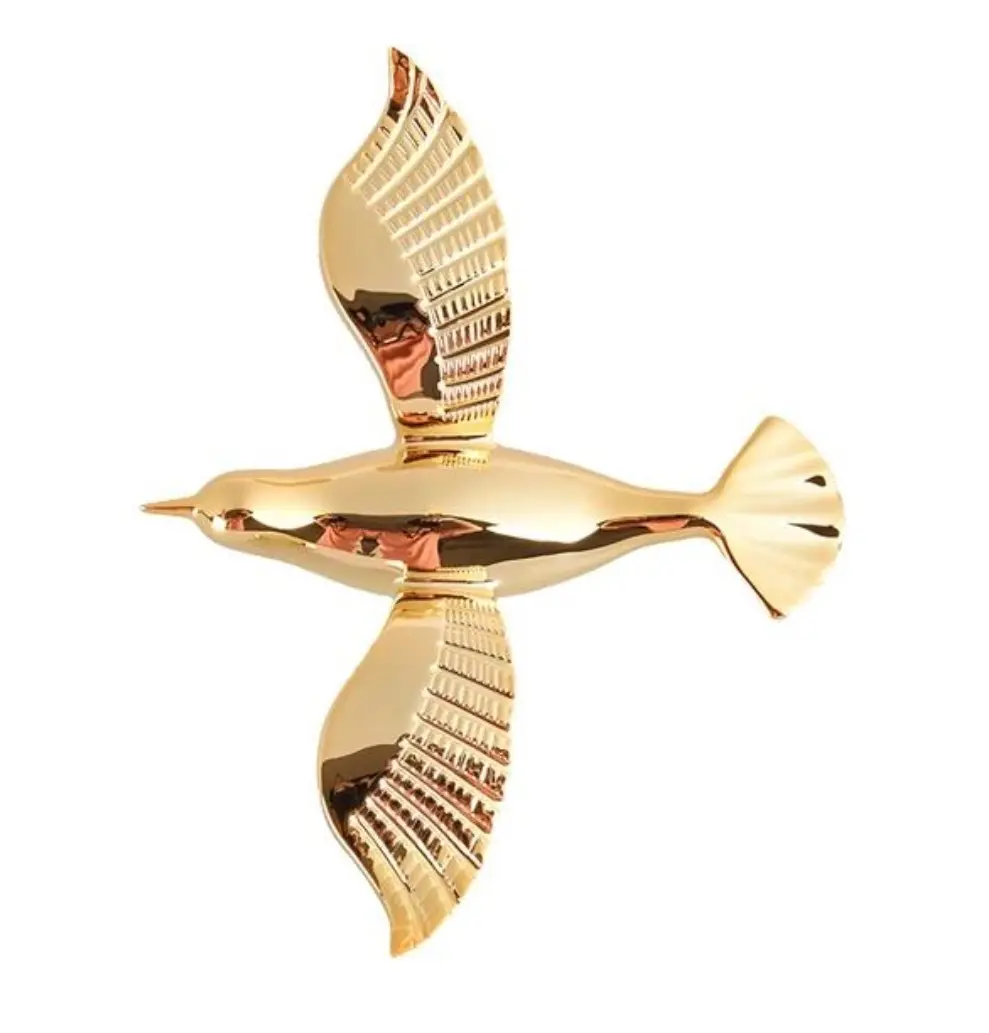 Gold Plating Bird Figurine Hanging Wall Decor Minimal Design Home & Office Decoration High Quality Factory Direct Pricing