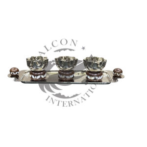 Bol à chocolat en métal martelé avec base en nacre en bois Bol à chocolat décoratif en métal de qualité supérieure - Product Image 1