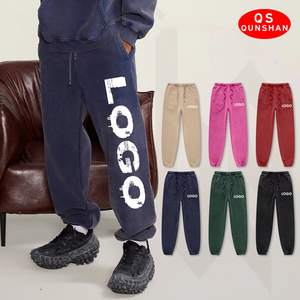 Pantalons de survêtement longs pour hommes, style tendance, délavés à l'acide, vintage, amples, décontractés, avec logo brodé personnalisé, impression en relief - Product Image 1