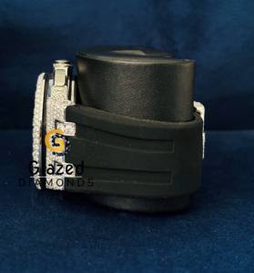 Sparkling Round Brilliant Cut Real Moissanite Diamonds Buss Down Hip Hop Chronograph With Black Rubber Band <b>Watch</b> For Men - Product Image 6