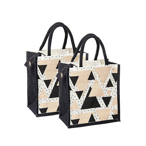 Meilleur grand sac en jute écologique personnalisé avec fermeture à glissière imprimé avec motif de logo pour les voyages à la plage - Product Image 4