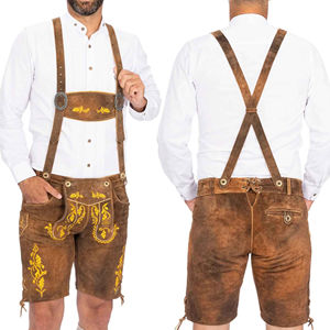 Lederhosen Auténticos Alemanes para Hombre, de Cuero Genuino, Alta Calidad, Transpirables, Secado Rápido, Color Marrón, Cortos, No Tejidos, para el Oktoberfest 2025 - Product Image 2