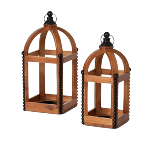 Unique Design Home Decor Candle Holders & <b>Lanterns</b> <b>Set</b> of Two Mango Wood Wholesale Wood Candle <b>Lantern</b> - Product Image 2