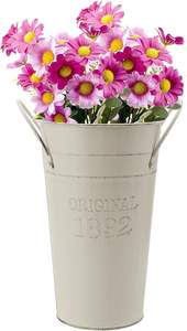 Florero rústico de metal galvanizado, Cubo de granja francés, jarrones galvanizados altos de estilo Vintage para fiesta de deshierbe - Product Image 5