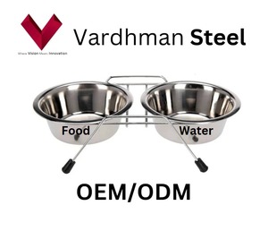 Approvisionnement direct d'usine en acier inoxydable Double dîner bol pour animaux de compagnie bols d'alimentation de voyage avec support en fil pour chiens chats et oiseaux - Product Image 4