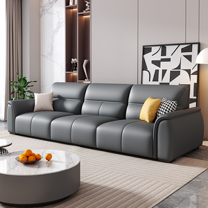 Sofá Cama Seccional de Cuero Genuino Italiano Moderno con Respaldo Alto, Esponja Cómoda para Uso Doméstico, Extensible, Reclinable, Patas de Metal - Product Image 3