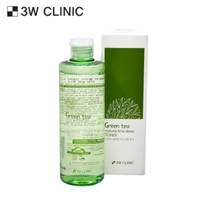 Tonique de nuit 3W Clinic au thé vert naturel 300ml, spray liquide pour peaux grasses et sensibles, anti-âge, au curcuma et à la vitamine E, végétalien - Product Image 1